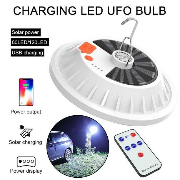 Solar Camping Light with Remote Control Hanging IPX7 Waterproof 5 Light Mode USB Rechargeable LED Camping Lantern with Power Bank Function for Camping 120 LEDs Hiking Hurricane Outage 